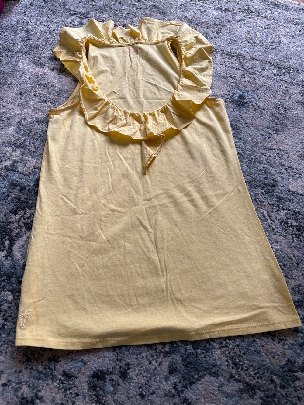 Lilly Pulitzer Yellow Ruffle Neck Sleeveless Top